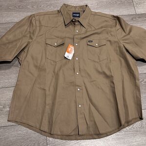 Wrangler Shirt Mens 3XL Beige Pearl Snap Western Long Sleeve Cowboy Cut NWT
